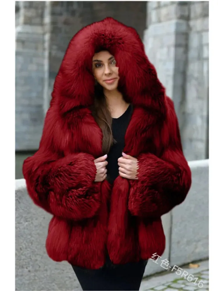 2024 Winter Long Faux Fur Hooded Coat - S-XXXXXL