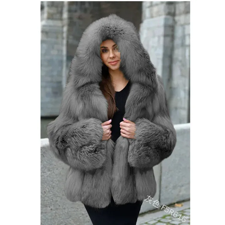 2024 Winter Long Faux Fur Hooded Coat - S-XXXXXL