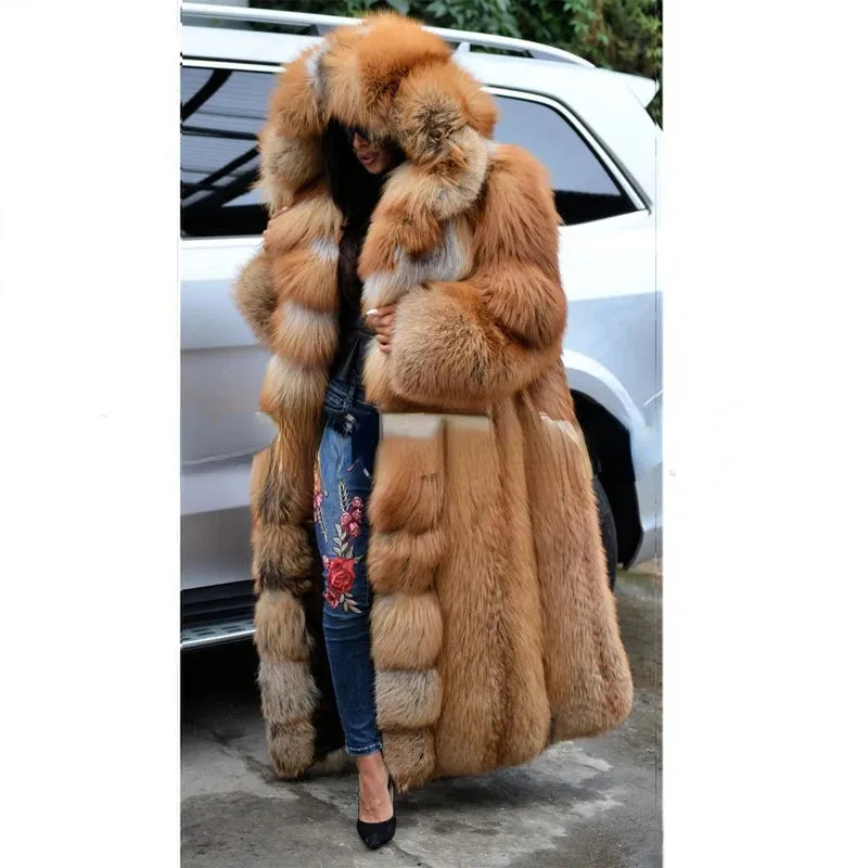 2024 Winter Long Faux Fur Hooded Coat - S-XXXXXL
