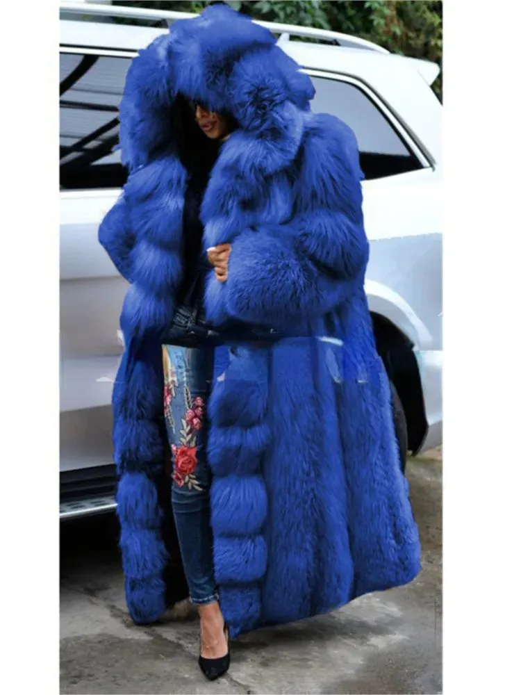 2024 Winter Long Faux Fur Hooded Coat - S-XXXXXL