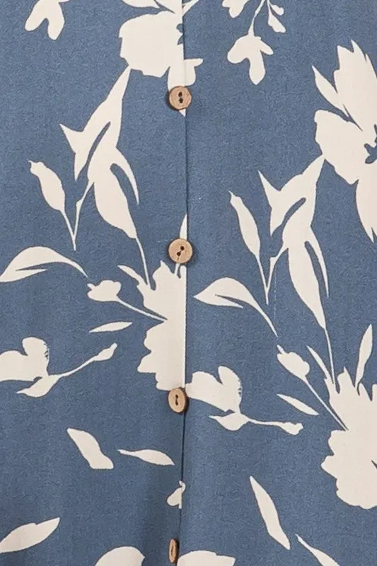 Blue Floral A-Line Dress