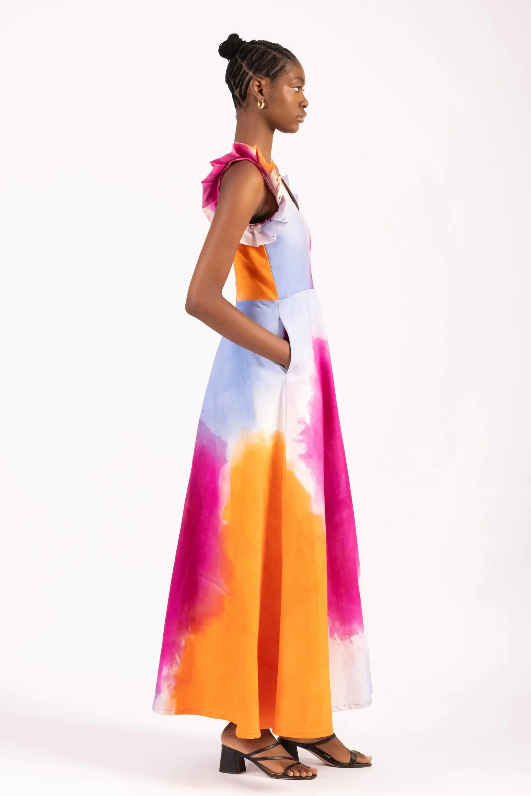 Busayo Wura Chambray Watercolor A-Line Dress