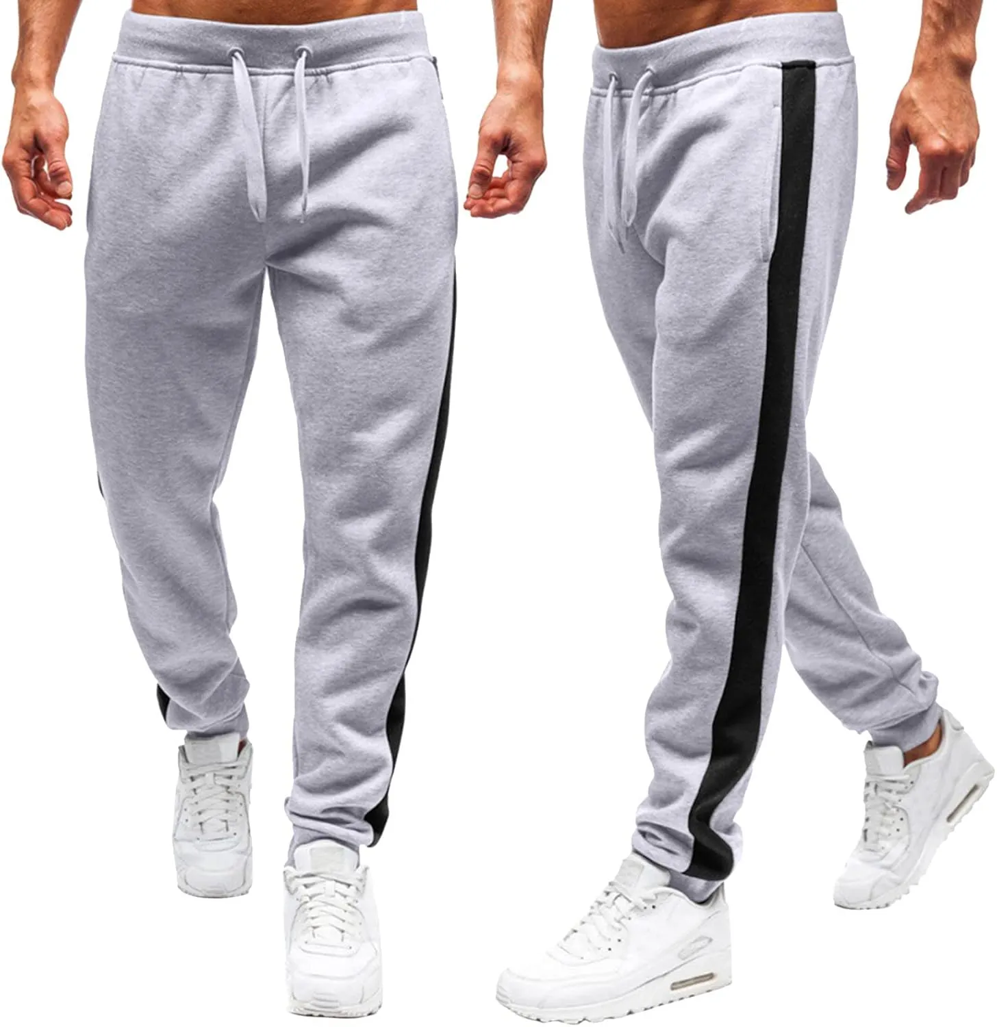 Cargo Sweatpants for Men Big and Tall Thermal Winter Running Athletic Joggers with Pockets Men's Gym Training Jogger