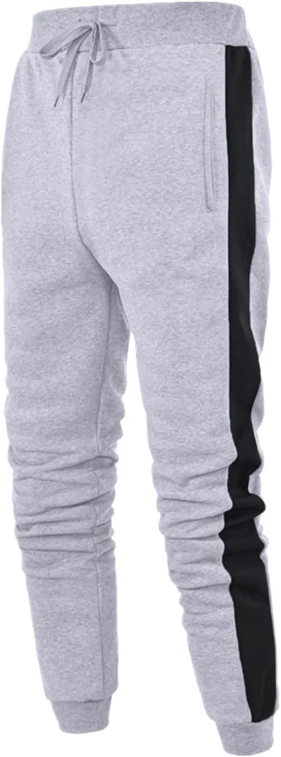 Cargo Sweatpants for Men Big and Tall Thermal Winter Running Athletic Joggers with Pockets Men's Gym Training Jogger