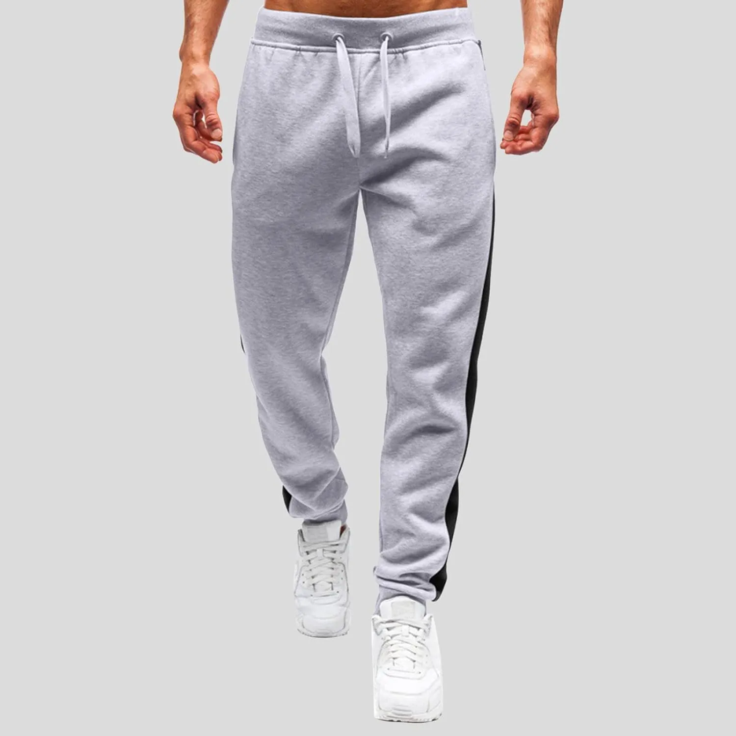 Cargo Sweatpants for Men Big and Tall Thermal Winter Running Athletic Joggers with Pockets Men's Gym Training Jogger