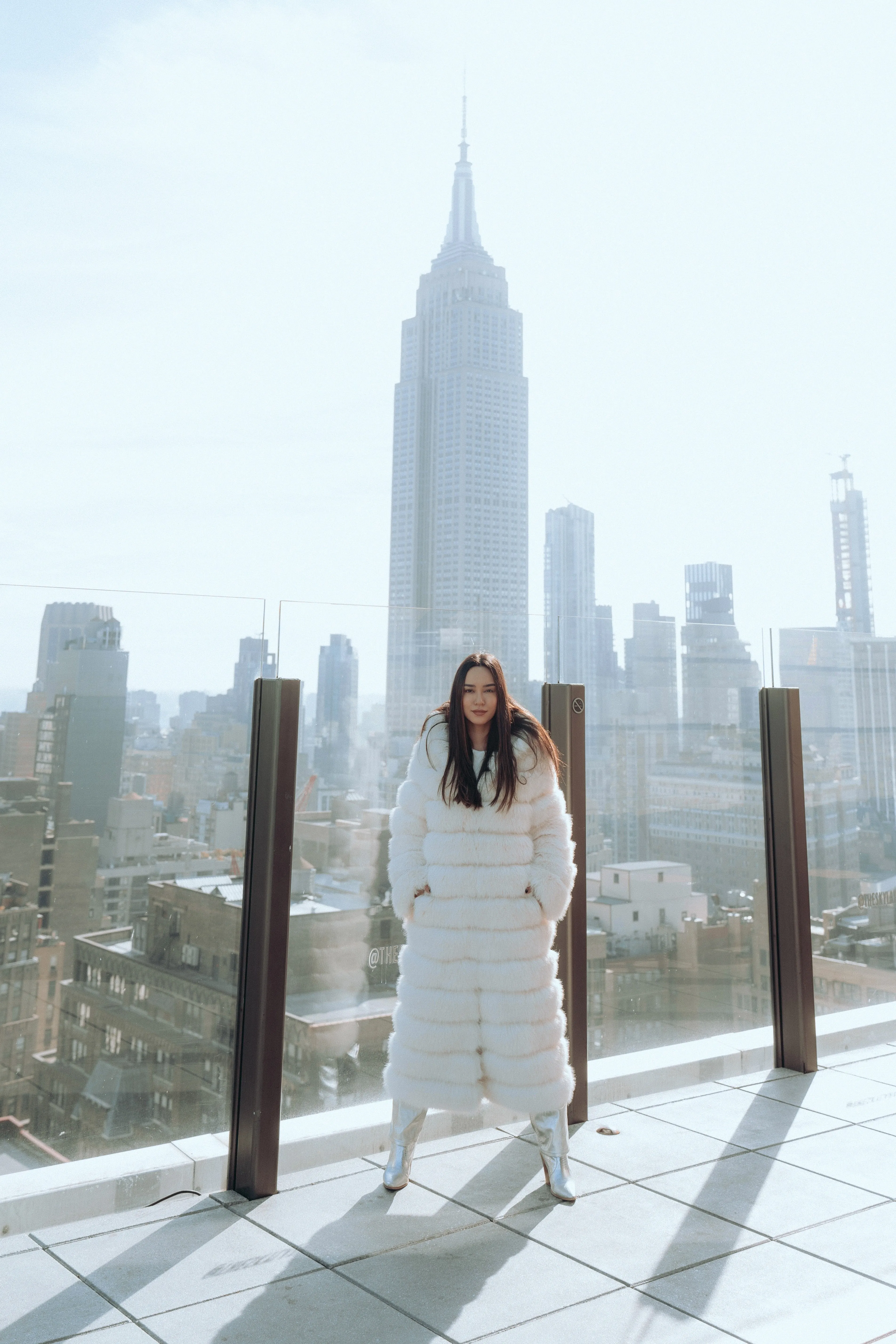 Crme de la Crme  Extra Long Hooded Faux Fur Coat