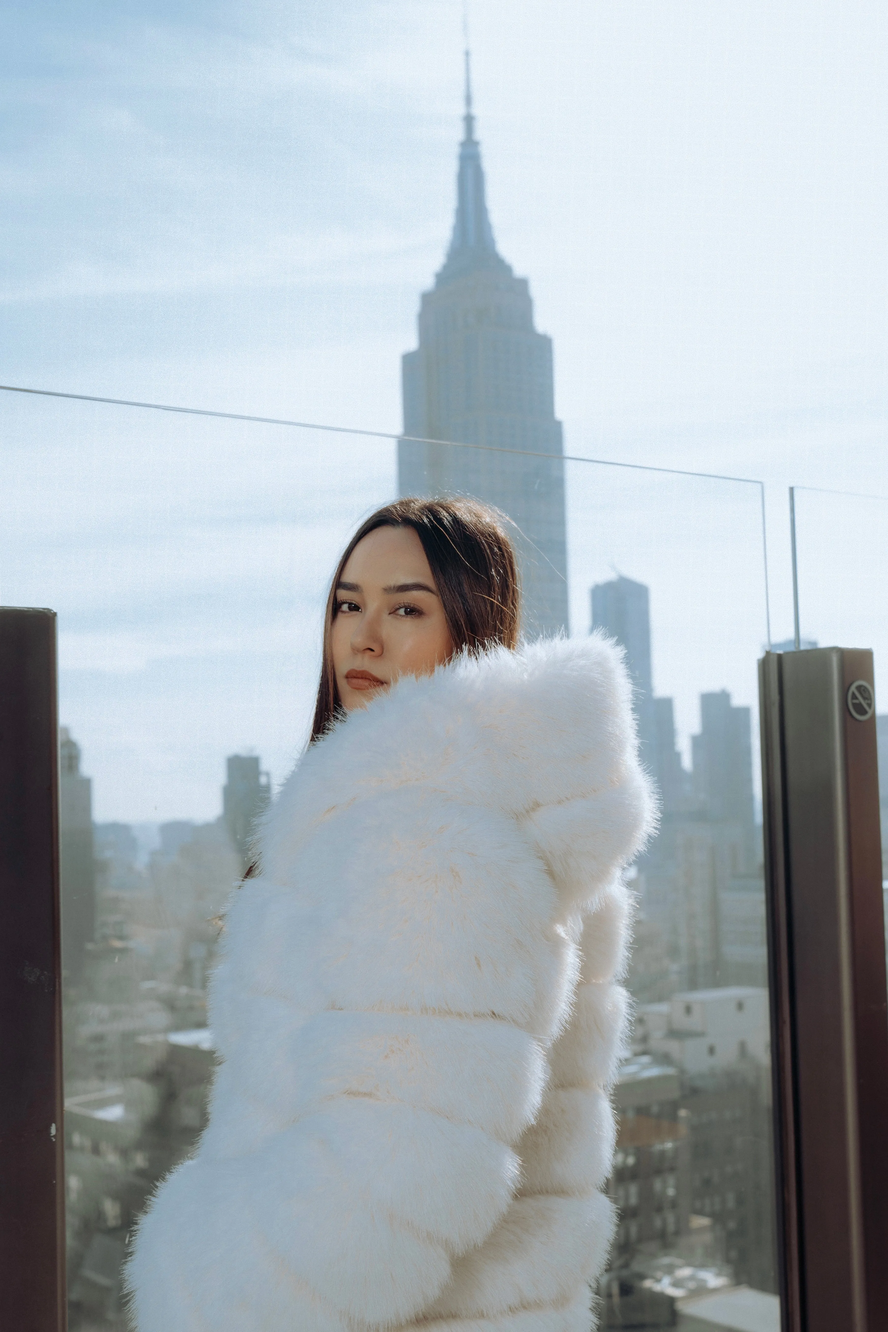 Crme de la Crme  Extra Long Hooded Faux Fur Coat