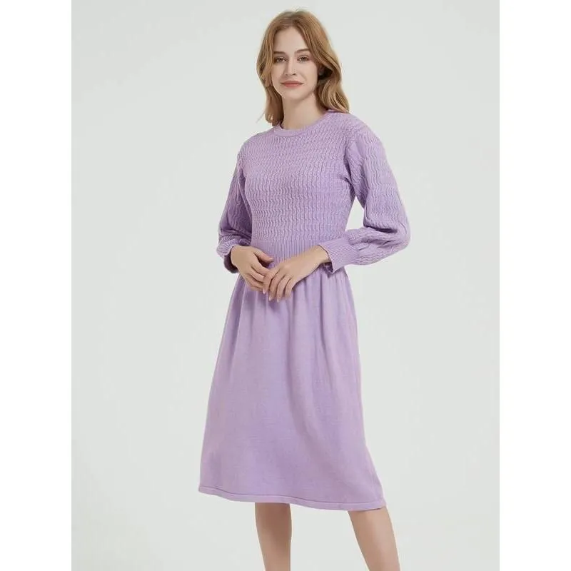 Elegant Long Sleeve Knitted Sweater Dress
