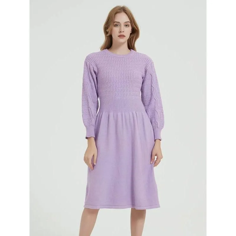 Elegant Long Sleeve Knitted Sweater Dress