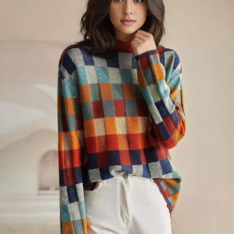 Evangeline | Patchwork Turtleneck Sweater by Couture