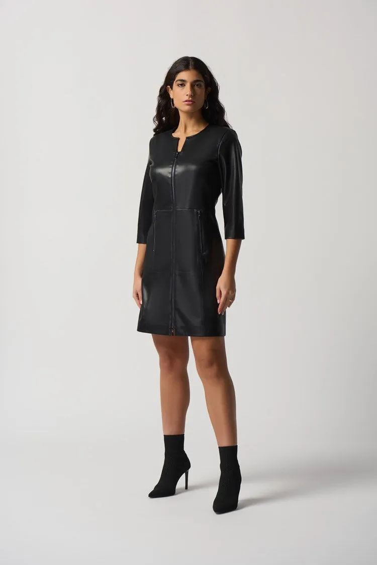 Faux Leather A Line Dress