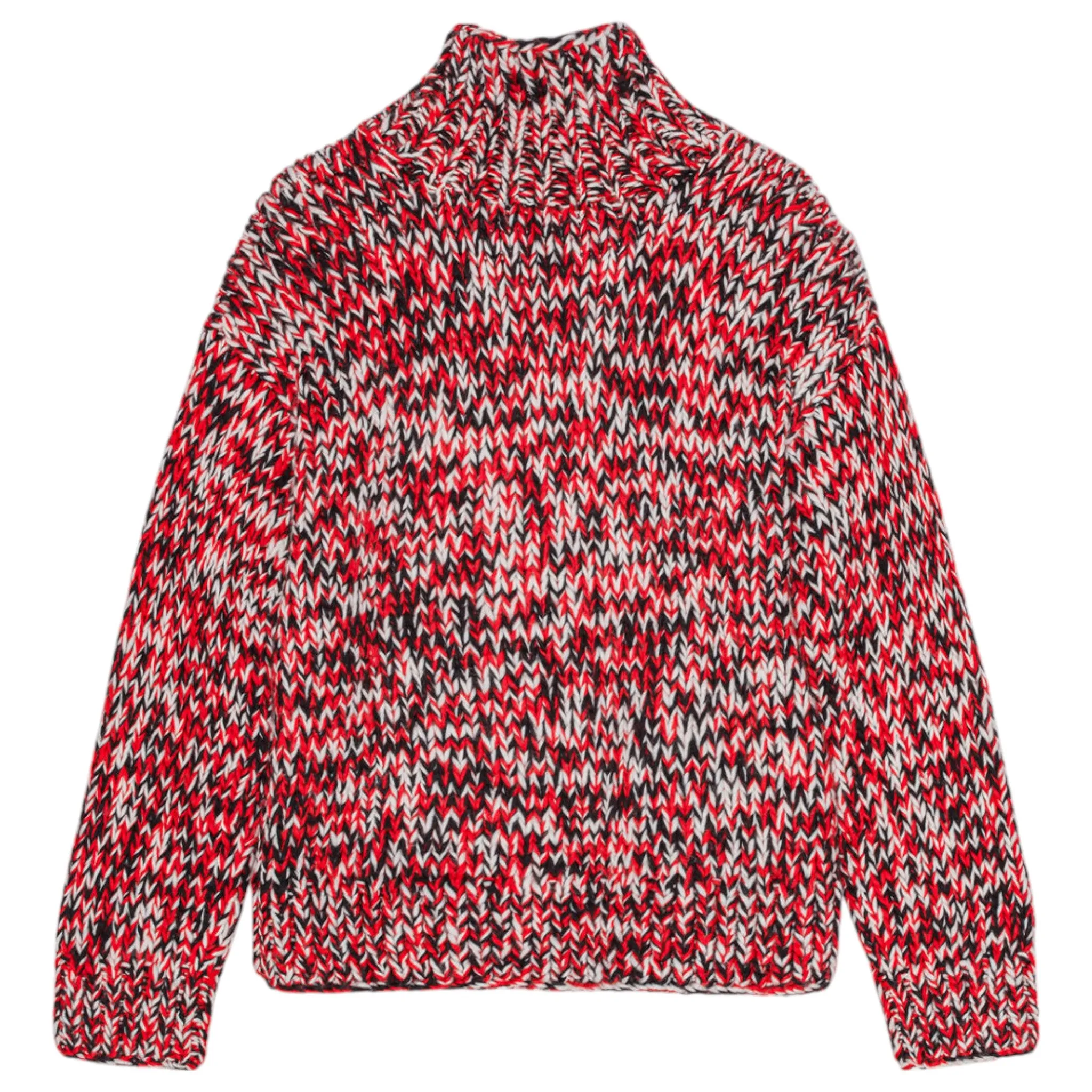 GRAPHIC WOOL HANDKNIT TURTLENECK / RACINGRED