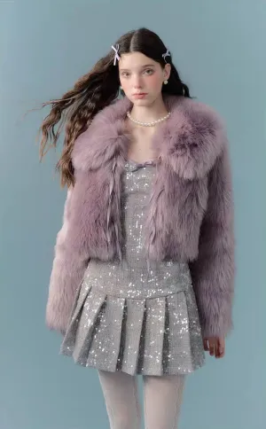 Lavender Faux Fur Cropped Jacket