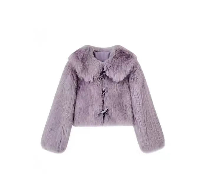 Lavender Faux Fur Cropped Jacket