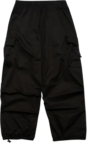 Men's Cargo Harem Pants Lighweight Drastring Elastic Waist Flap Pockets Baggy Loose Cinched Bottom Hip Hop Pants