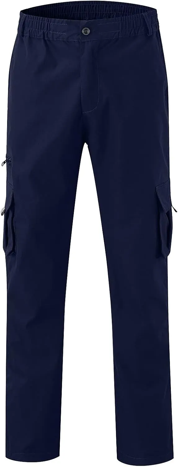 Men's Cargo Sweatpants Waist Outdoor Pants Men's Heavyweight Fleece Cargo Sweatpants Elastic Waist Drawstring Athletic