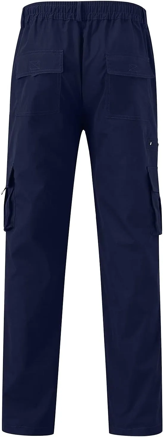 Men's Cargo Sweatpants Waist Outdoor Pants Men's Heavyweight Fleece Cargo Sweatpants Elastic Waist Drawstring Athletic