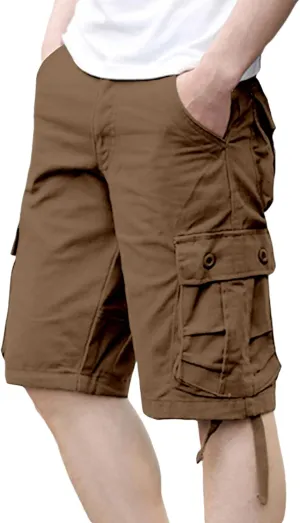 Men's Casual Cargo Shorts Lightweight Stretch Golf Pants Summer Solid Slim Fit Stylish Shorts with Multiple Pockets