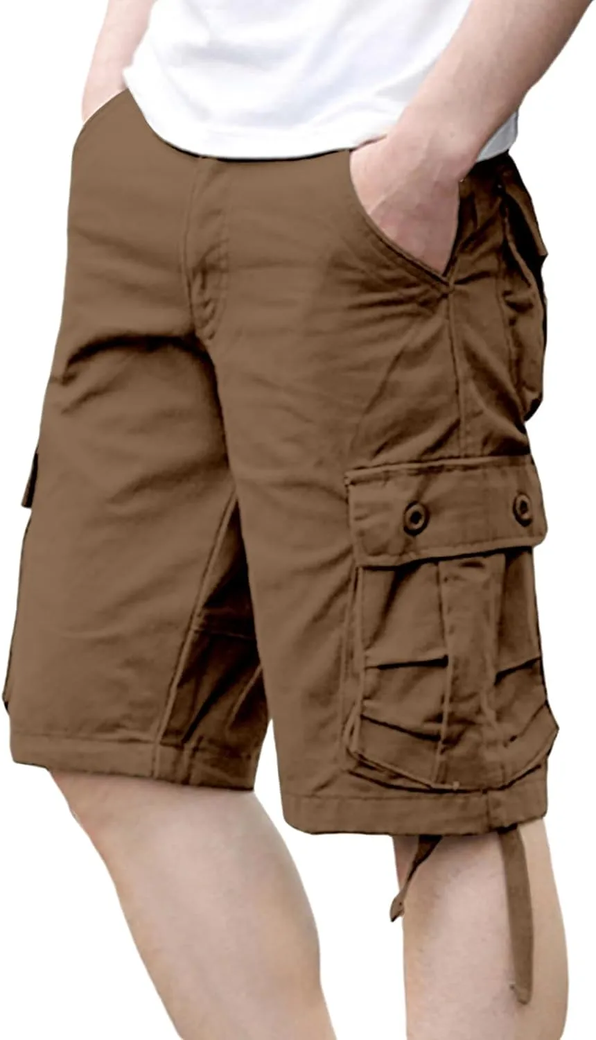 Men's Casual Cargo Shorts Lightweight Stretch Golf Pants Summer Solid Slim Fit Stylish Shorts with Multiple Pockets
