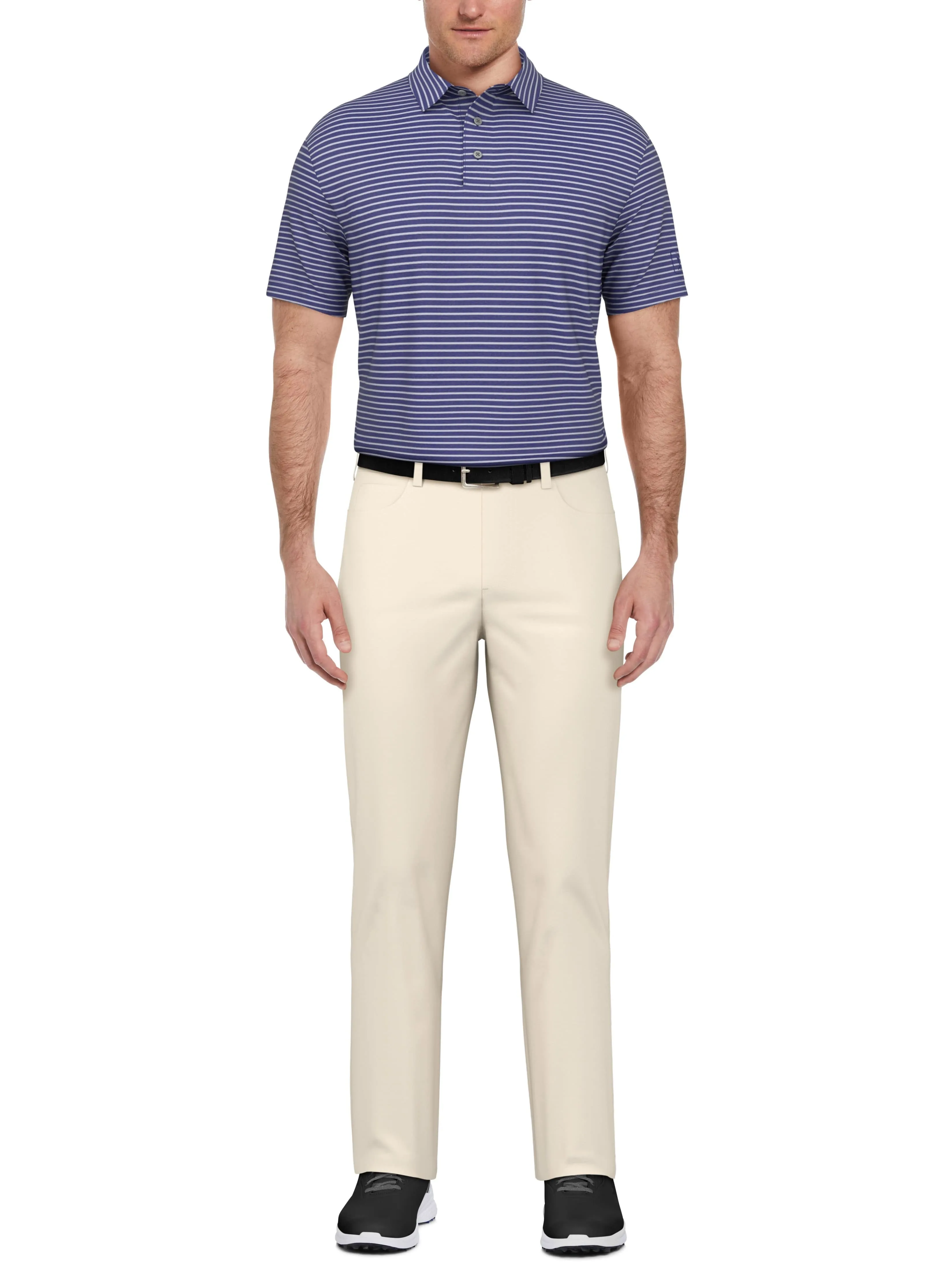 Men's Heather Feeder Stripe Golf Polo