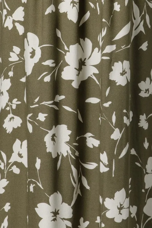 Olive Floral A-Line Dress