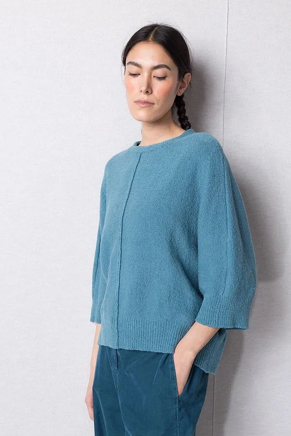 Oska 3/4 Sleeve Knit Sweater in Navy