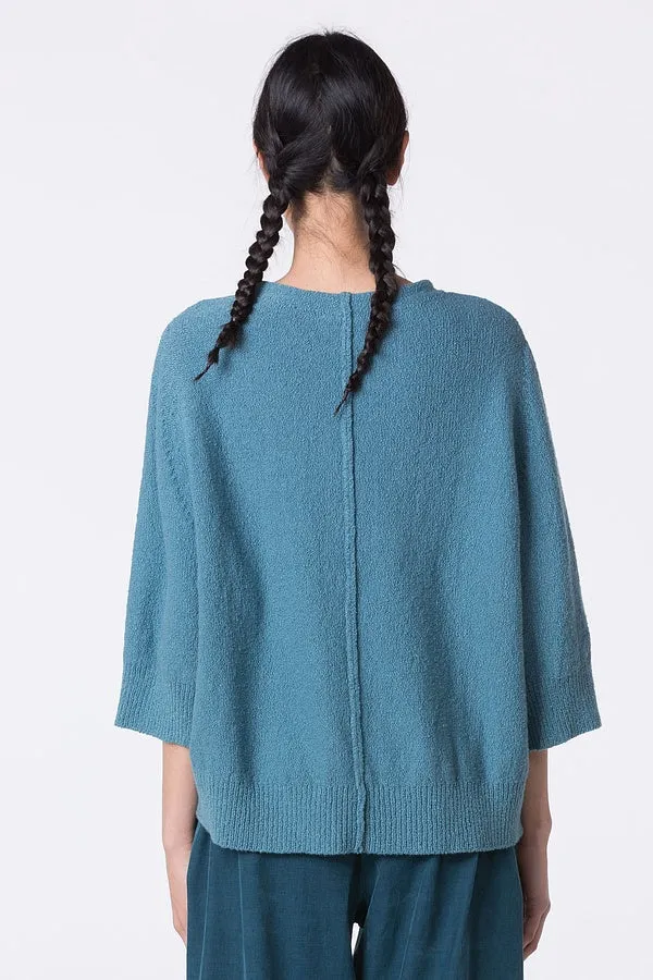 Oska 3/4 Sleeve Knit Sweater in Navy