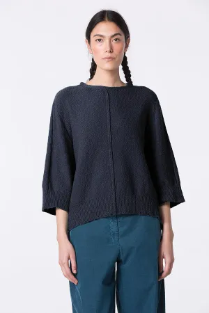 Oska 3/4 Sleeve Knit Sweater in Navy