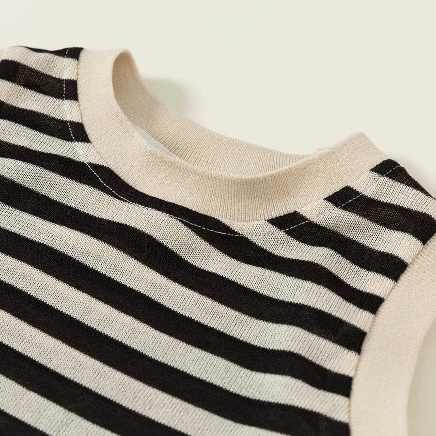Sandy Striped Knitted Sleeveless Dress