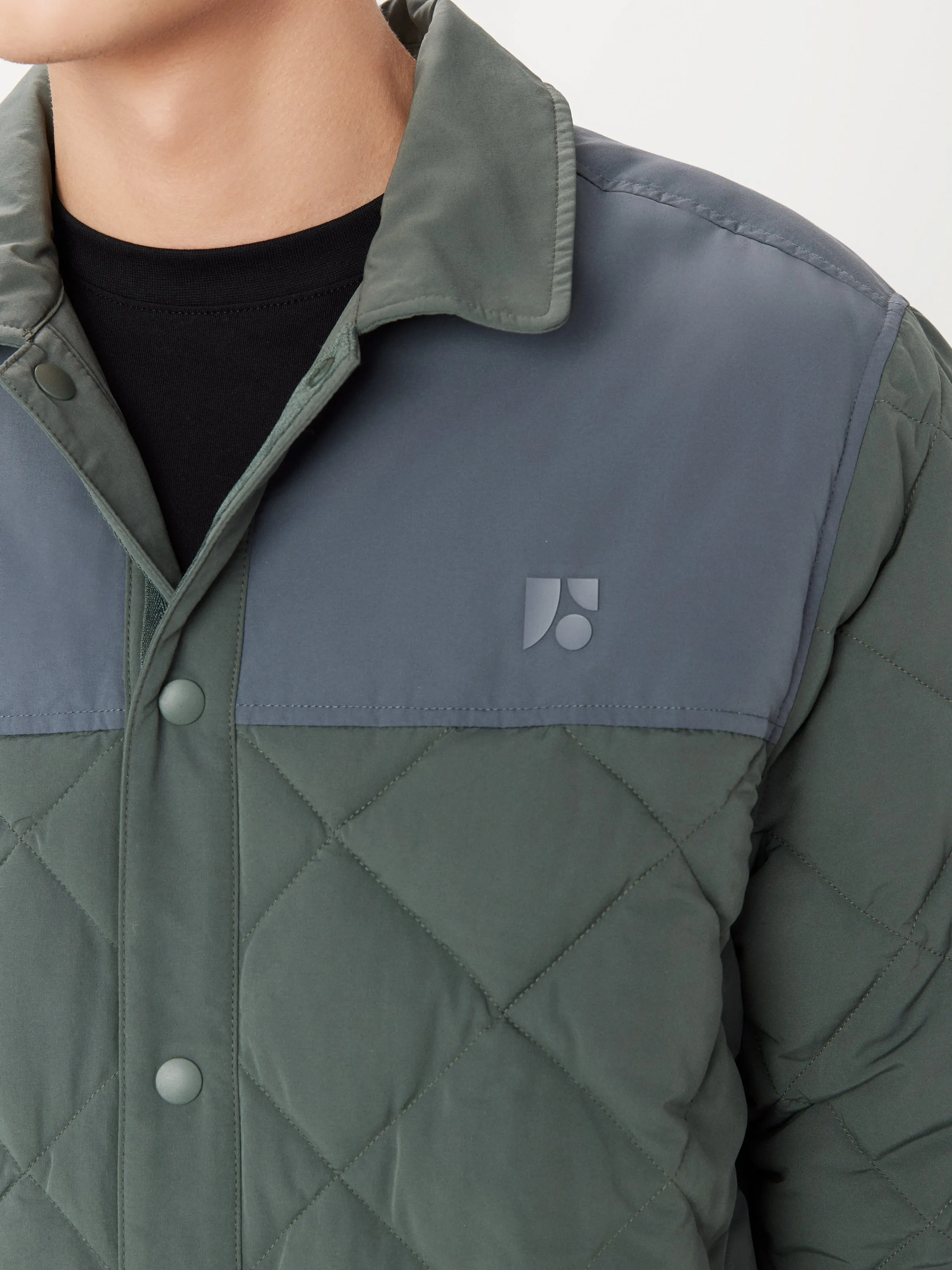 The Skyline Point Collar Jacket in Teal Grey