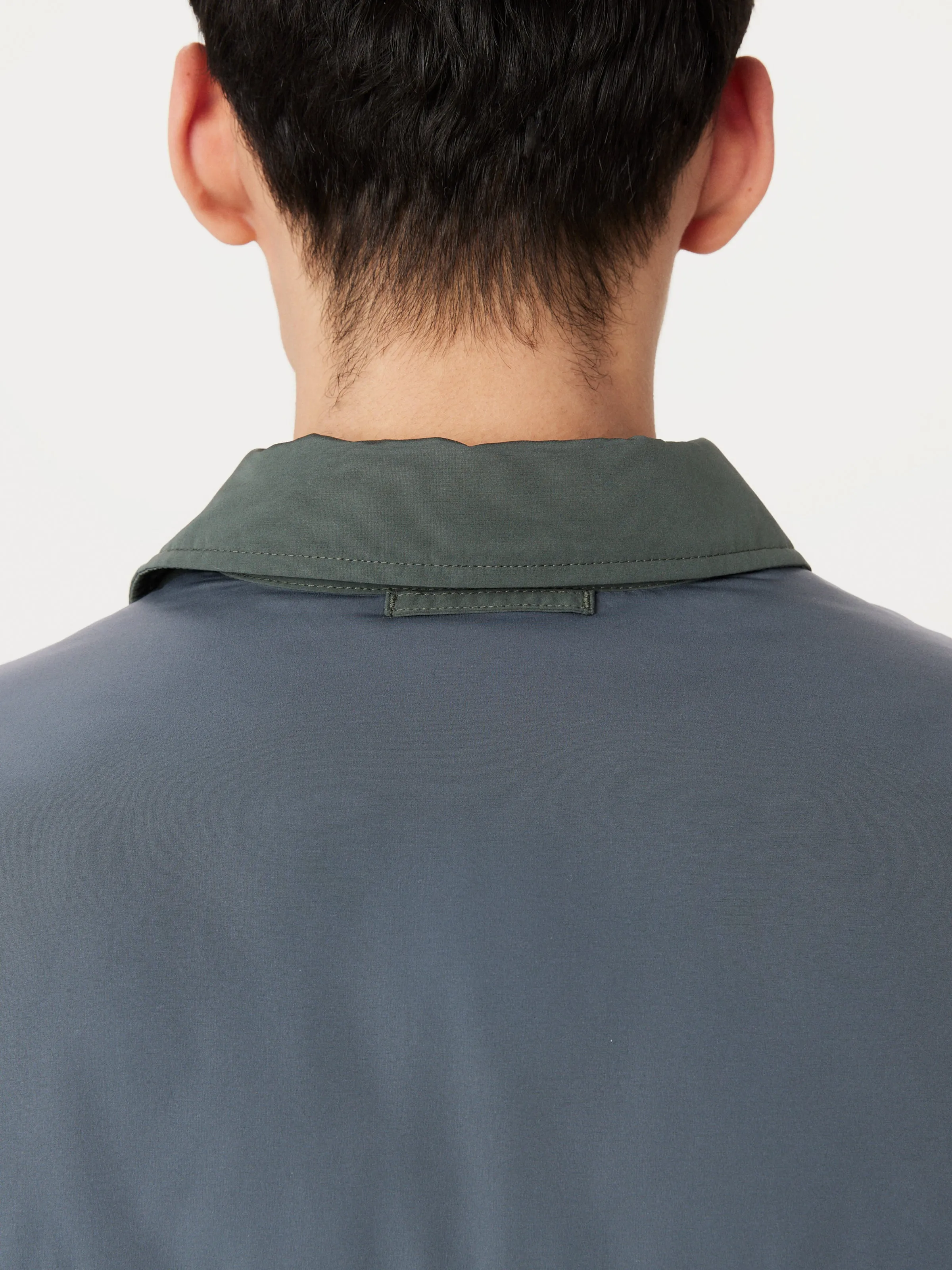The Skyline Point Collar Jacket in Teal Grey