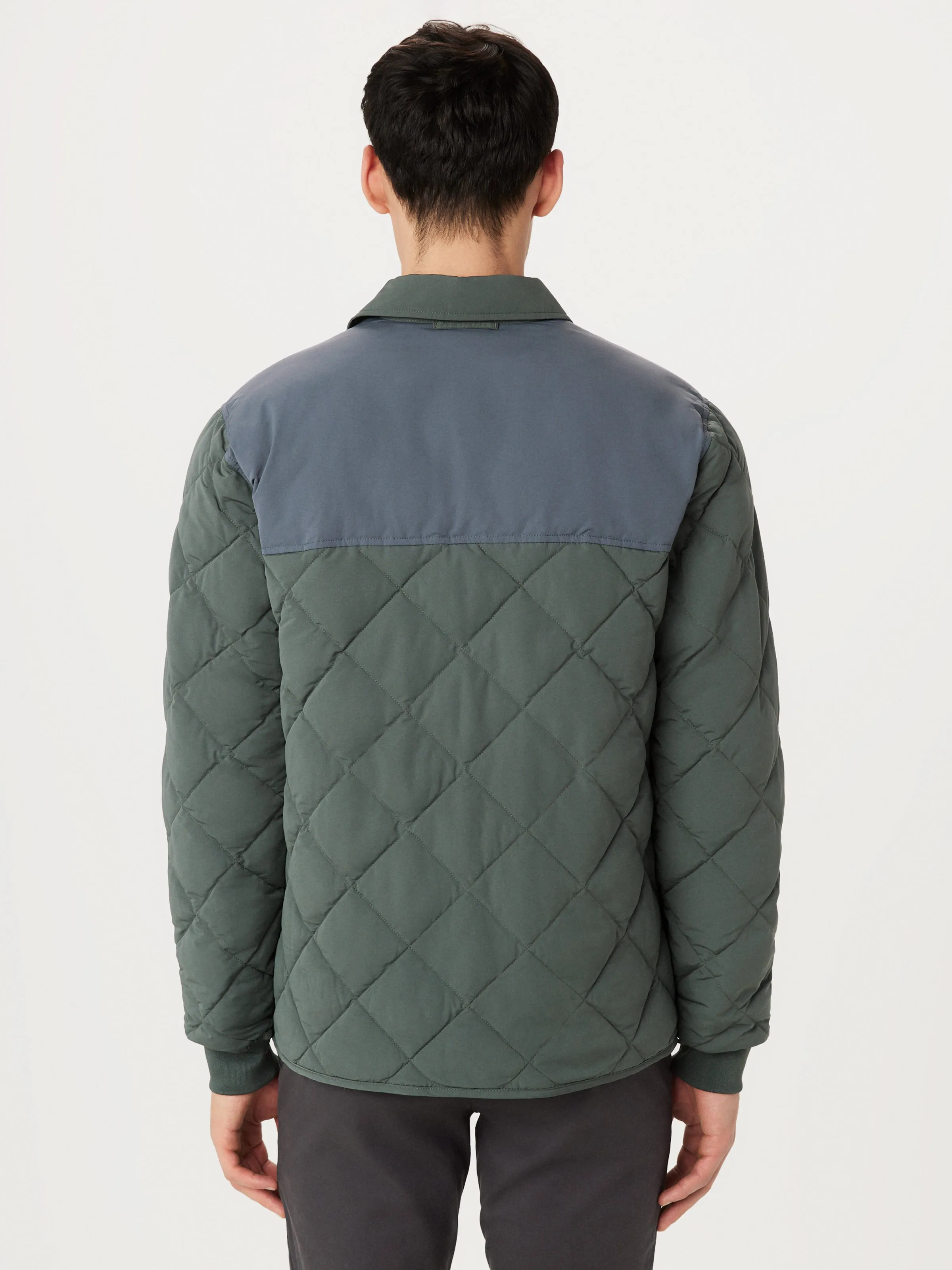 The Skyline Point Collar Jacket in Teal Grey
