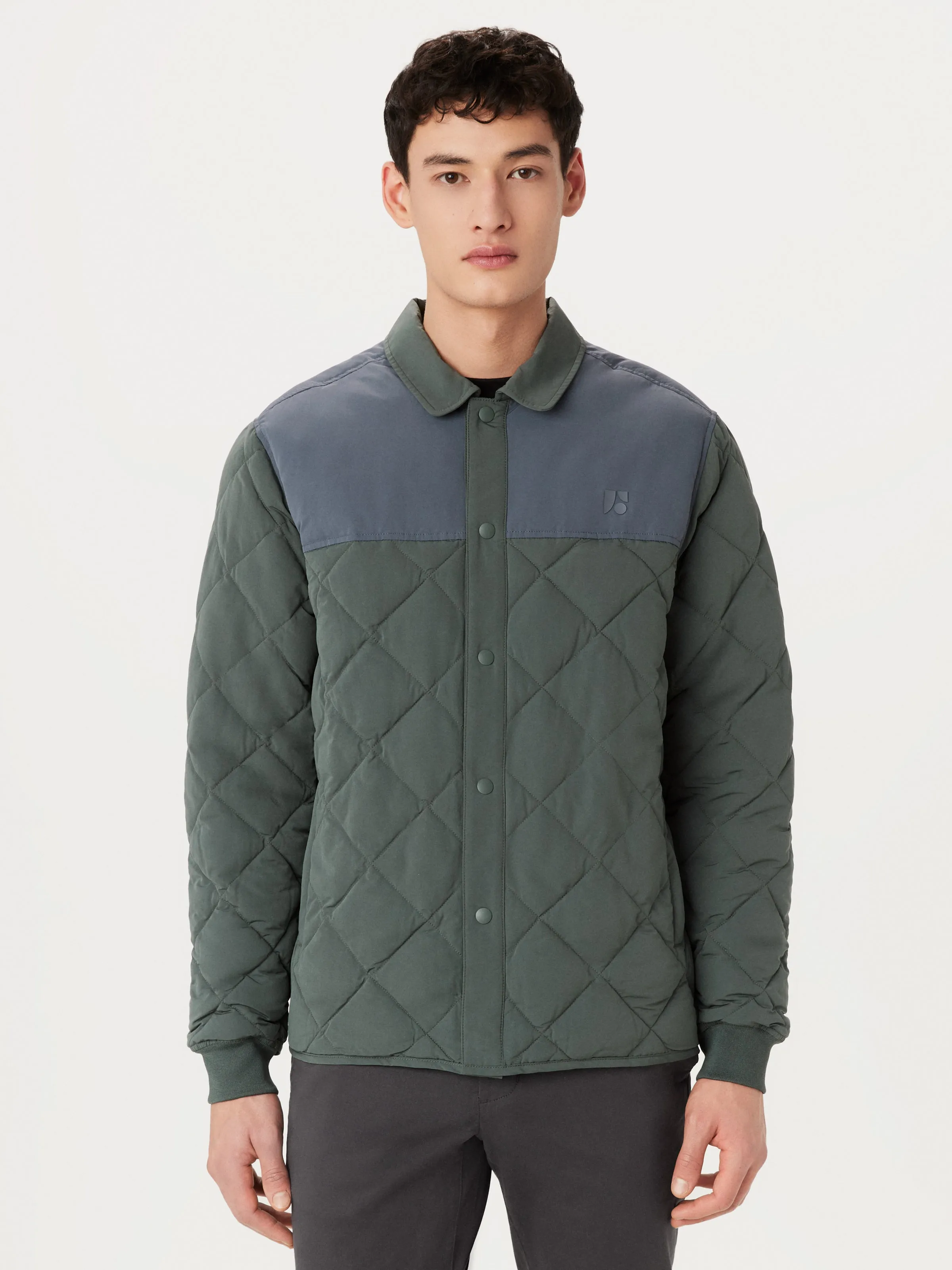 The Skyline Point Collar Jacket in Teal Grey