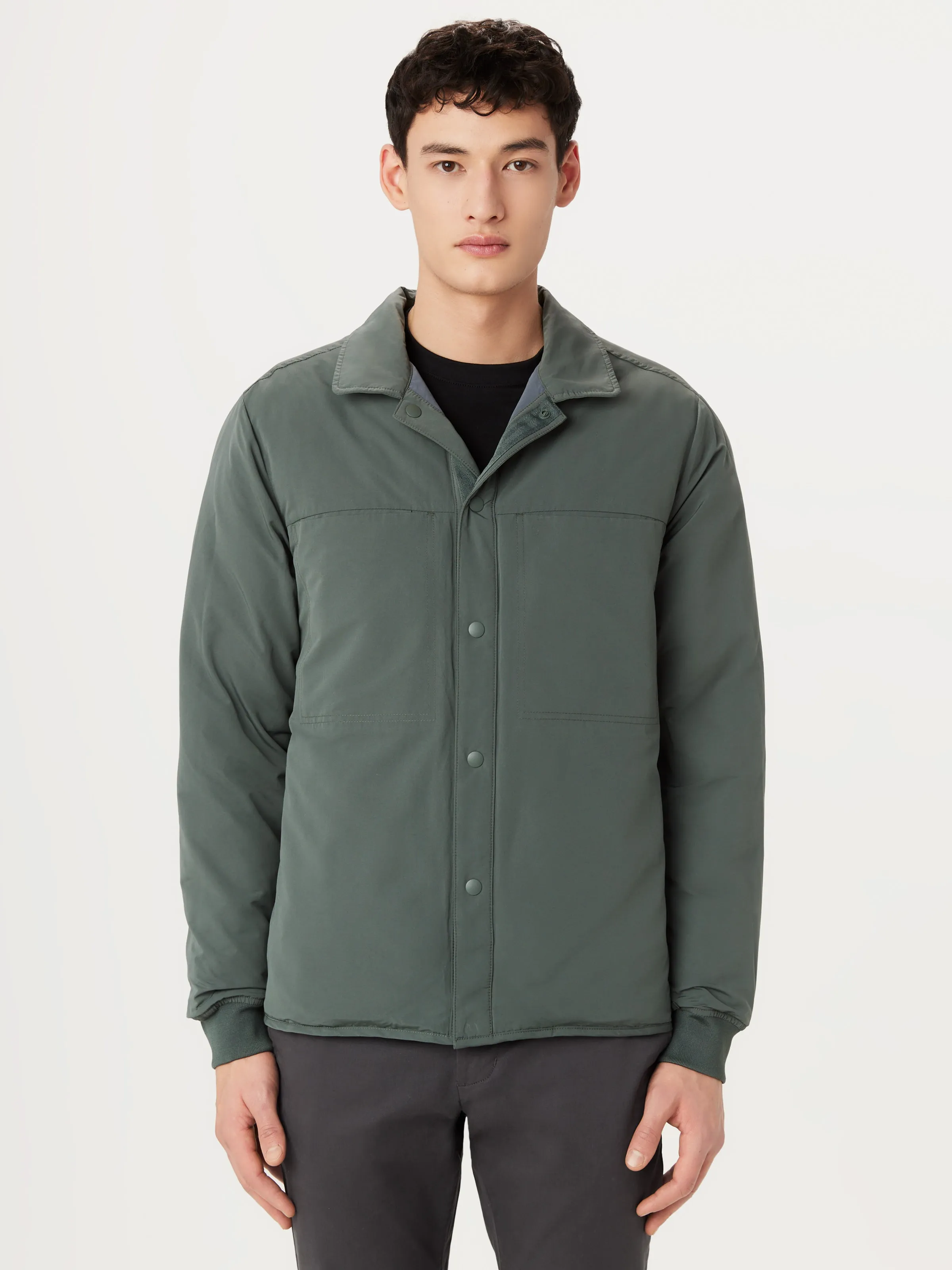 The Skyline Point Collar Jacket in Teal Grey