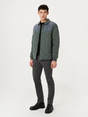 The Skyline Point Collar Jacket in Teal Grey
