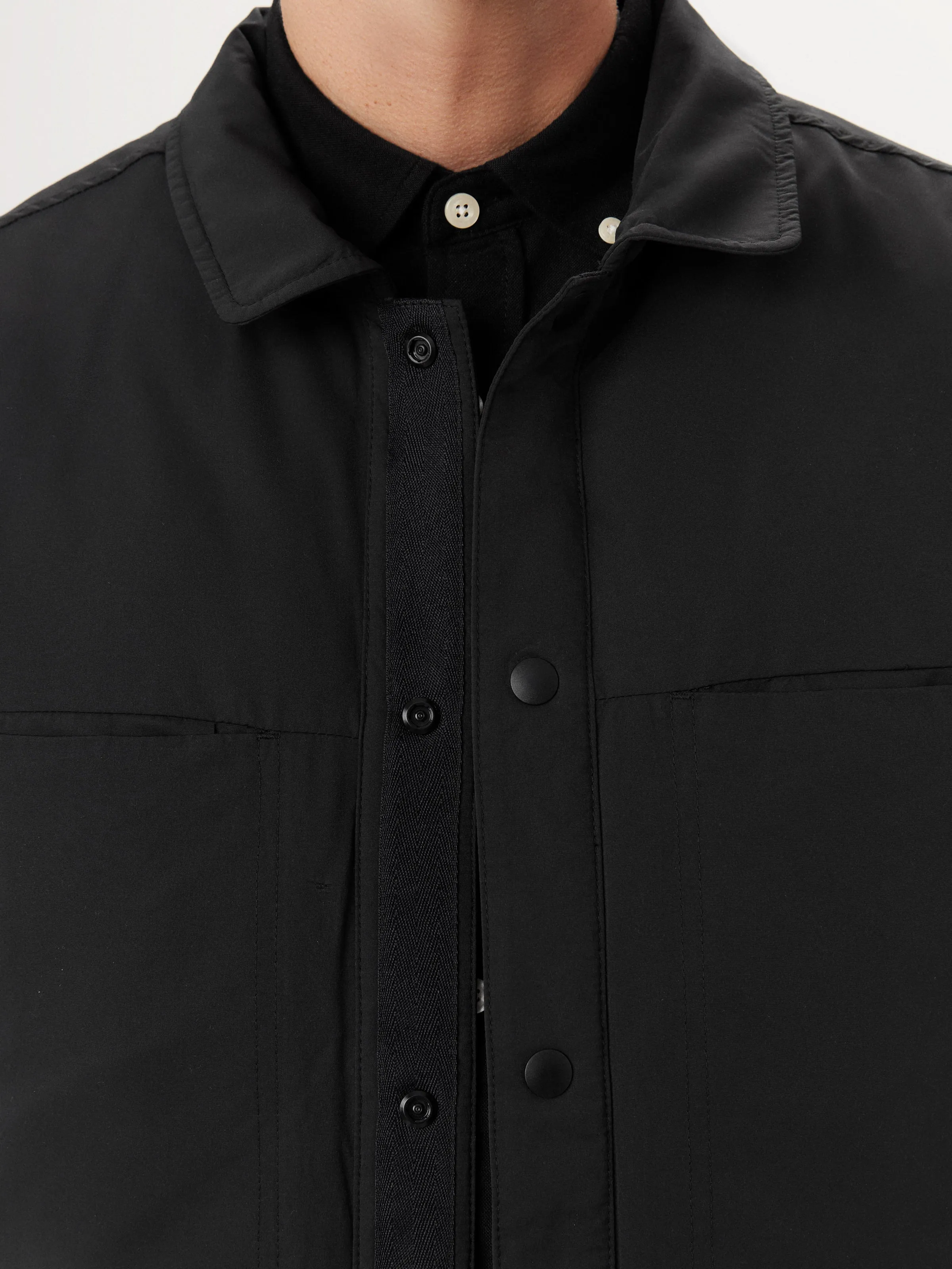 The Skyline Point Collar Jacket in Washed Black