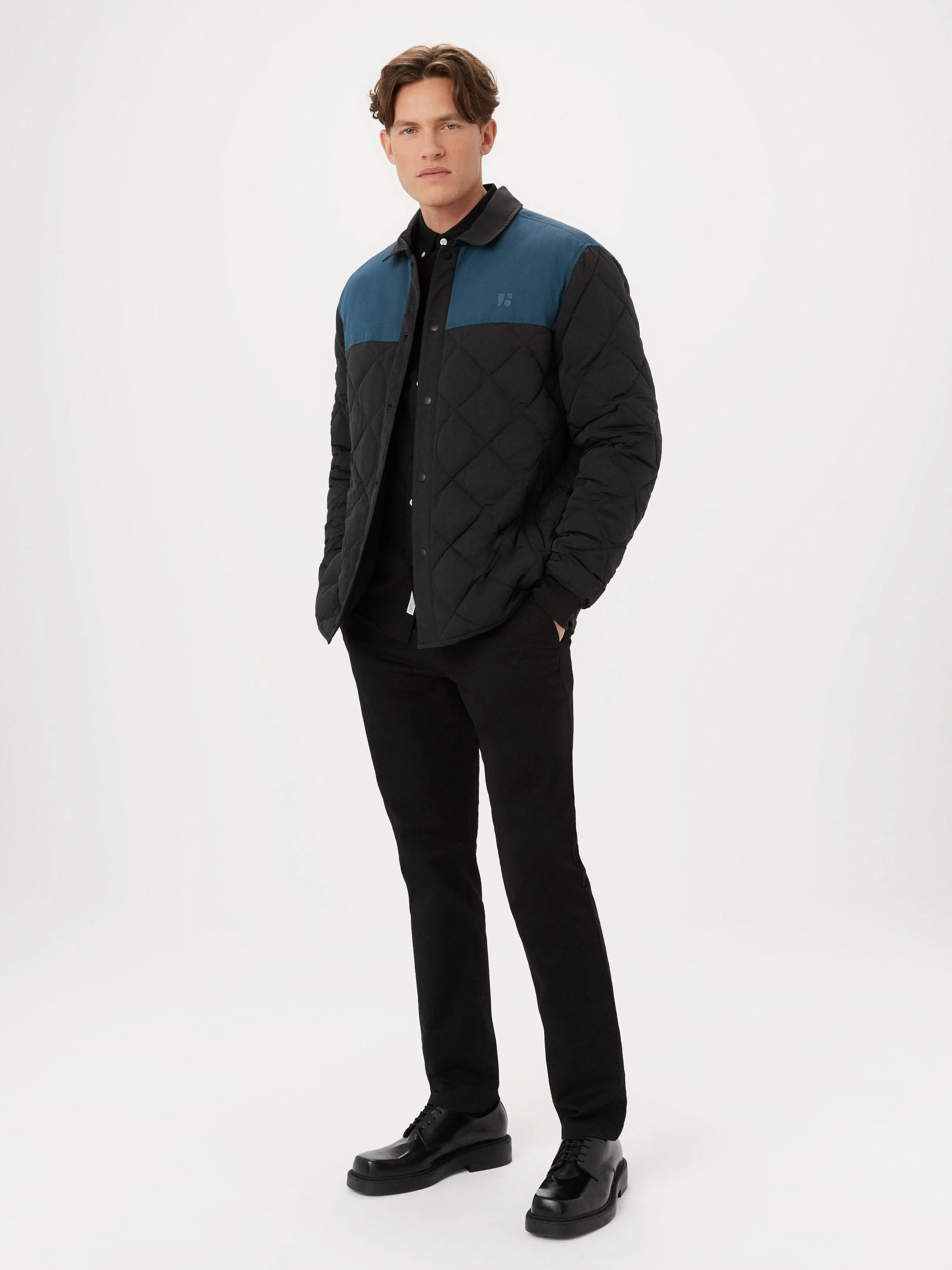 The Skyline Point Collar Jacket in Washed Black