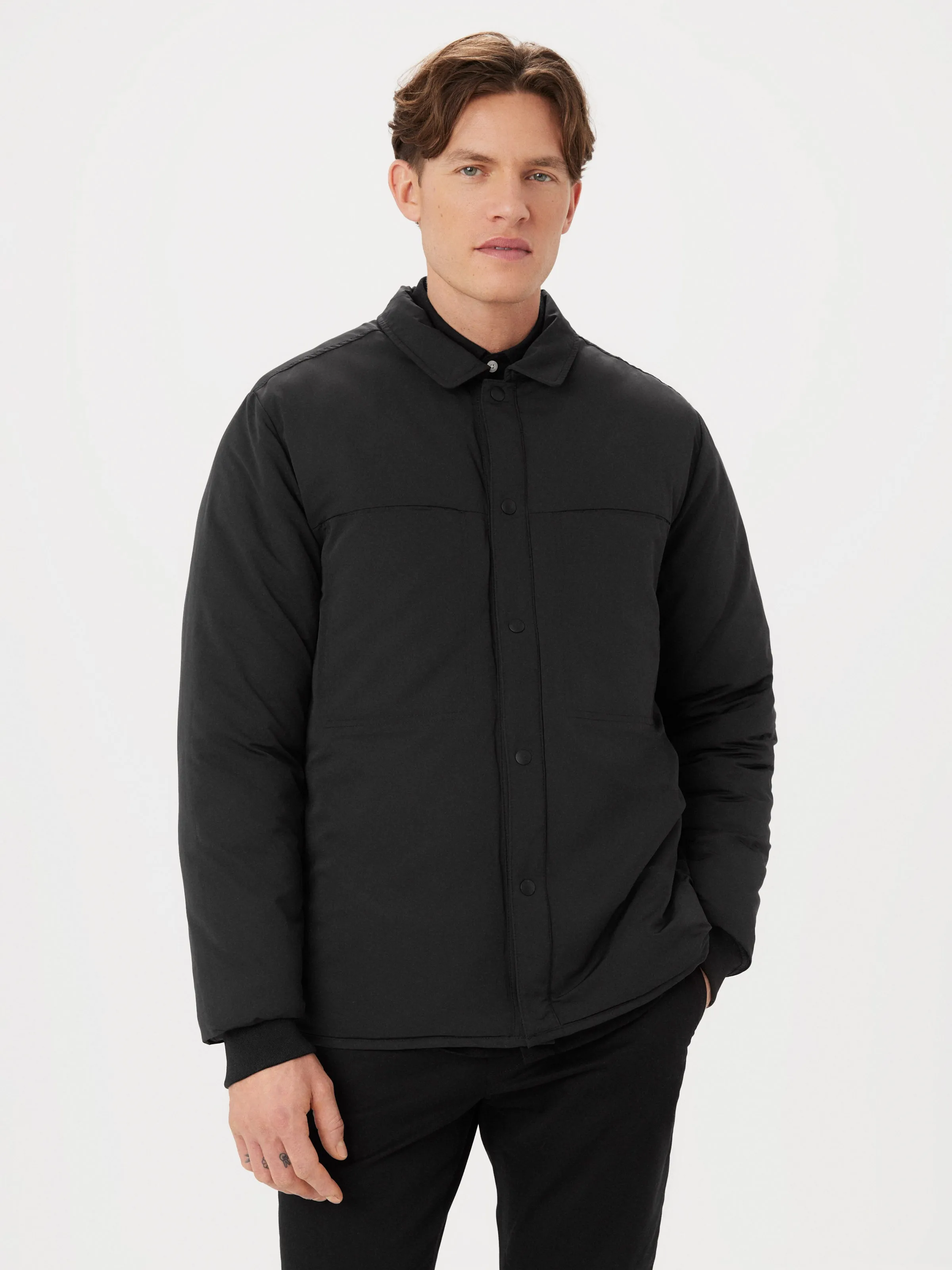 The Skyline Point Collar Jacket in Washed Black