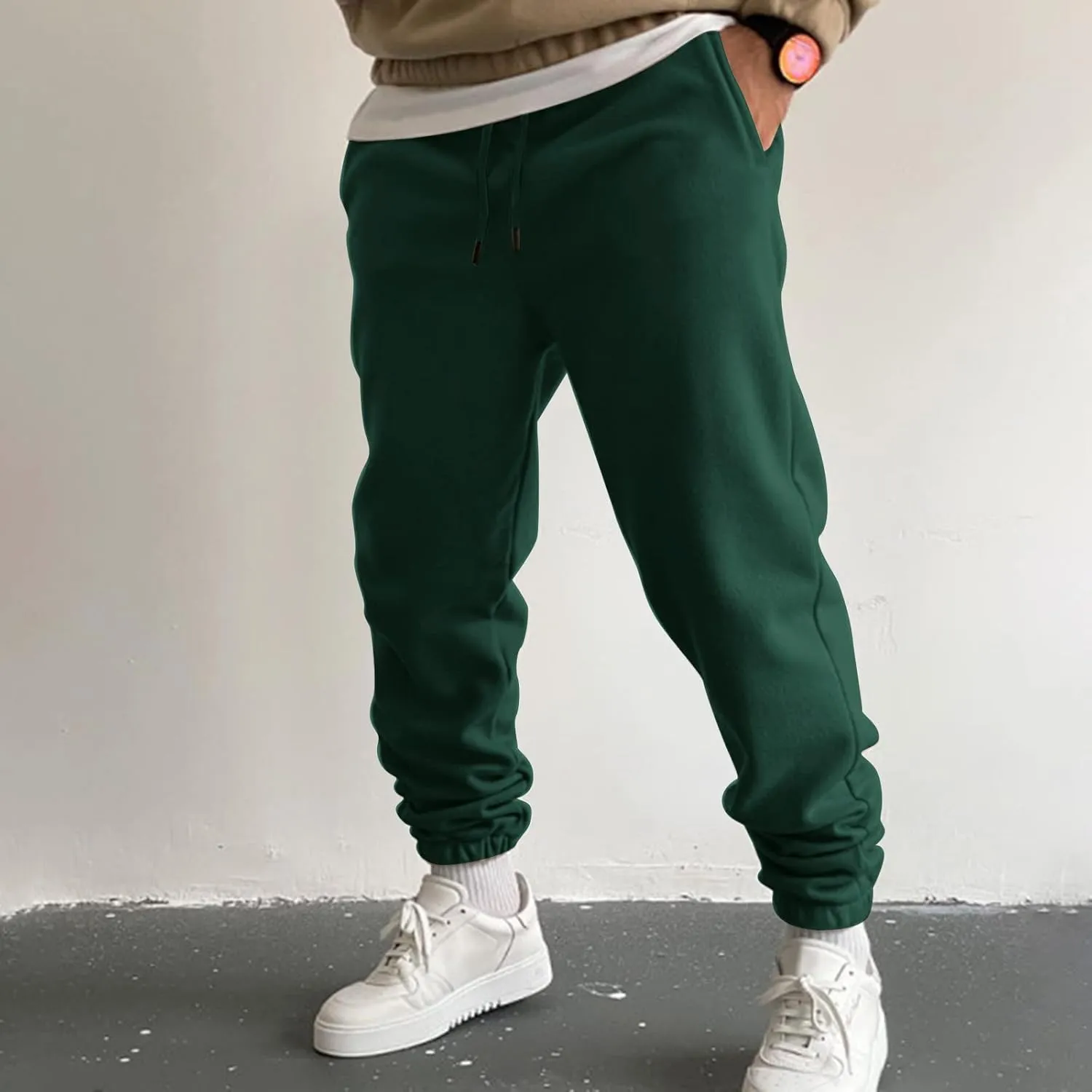 Vickyleb Cargo Pants for Men Joggers,Men's Slim Fit Fleece Pants Winter Big and Tall Baggy Jogger Sweatpants