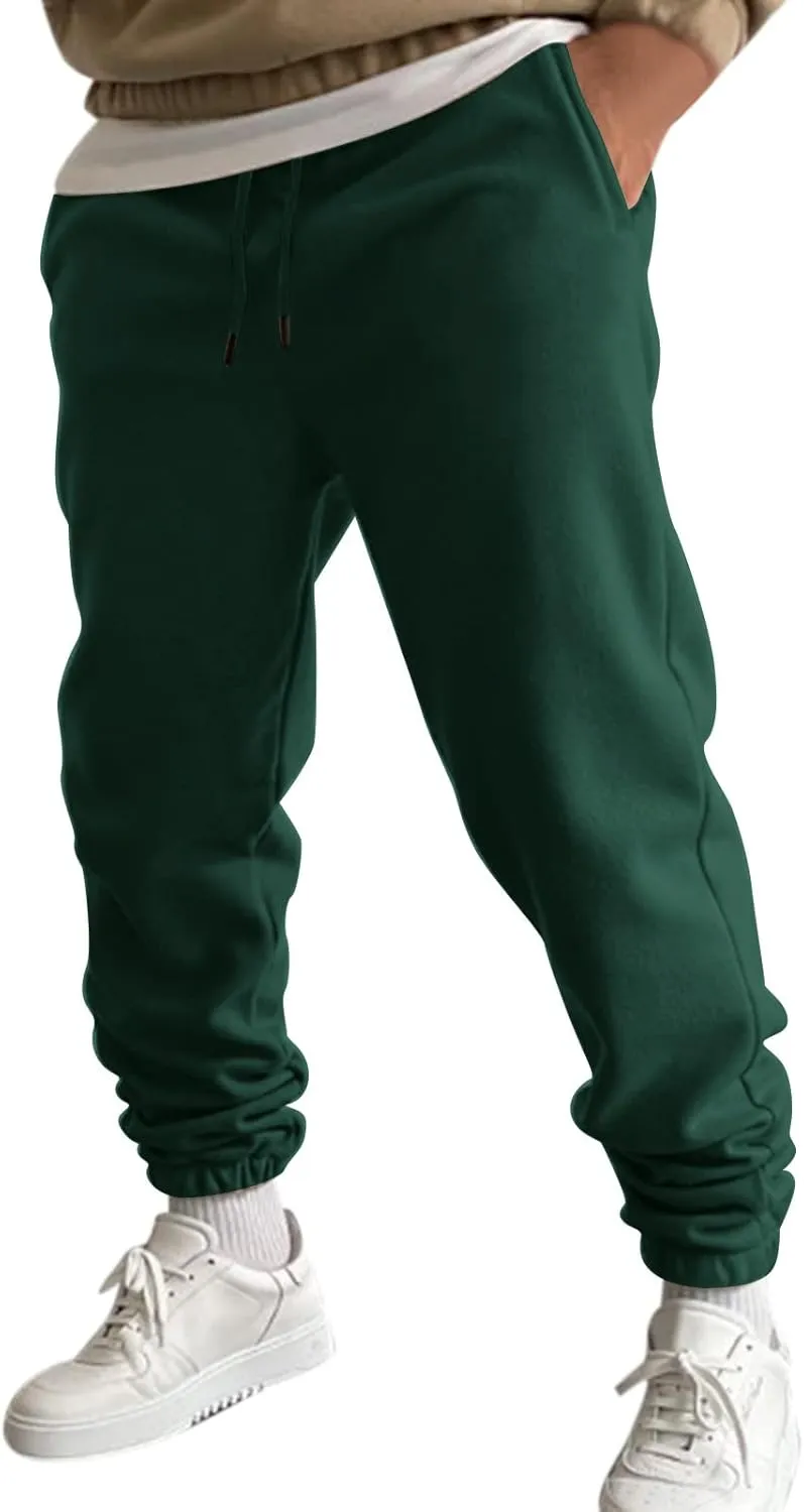 Vickyleb Cargo Pants for Men Joggers,Men's Slim Fit Fleece Pants Winter Big and Tall Baggy Jogger Sweatpants