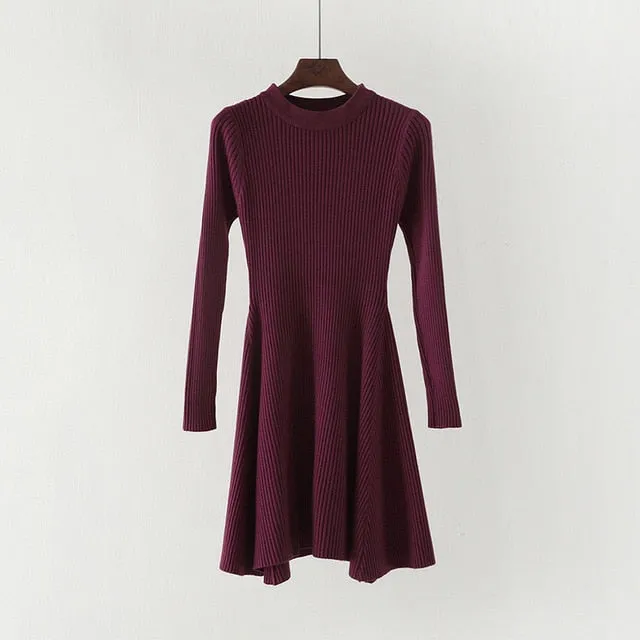 Women Long Sleeve Sweater Dress Women's Irregular Hem Casual Autumn