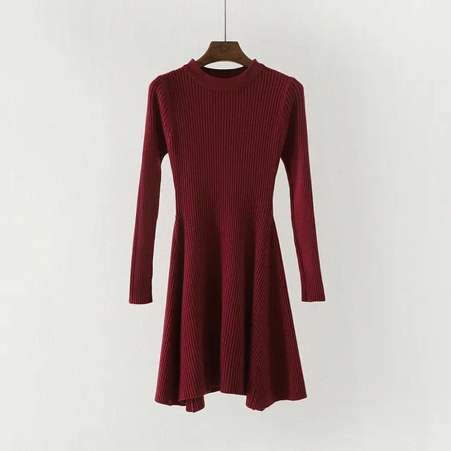 Women Long Sleeve Sweater Dress Women's Irregular Hem Casual Autumn